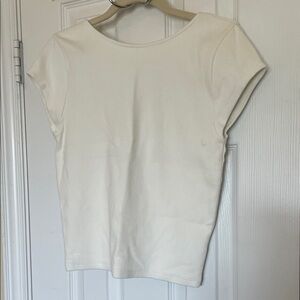 American Eagle ribbed soft tshirt with a low back, creamy white, size large